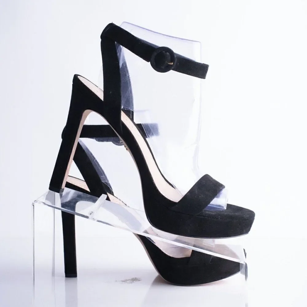 Veronica Beard Womens Black Suede Darcelle Strappy Pump Heels US 10 EU 41 New